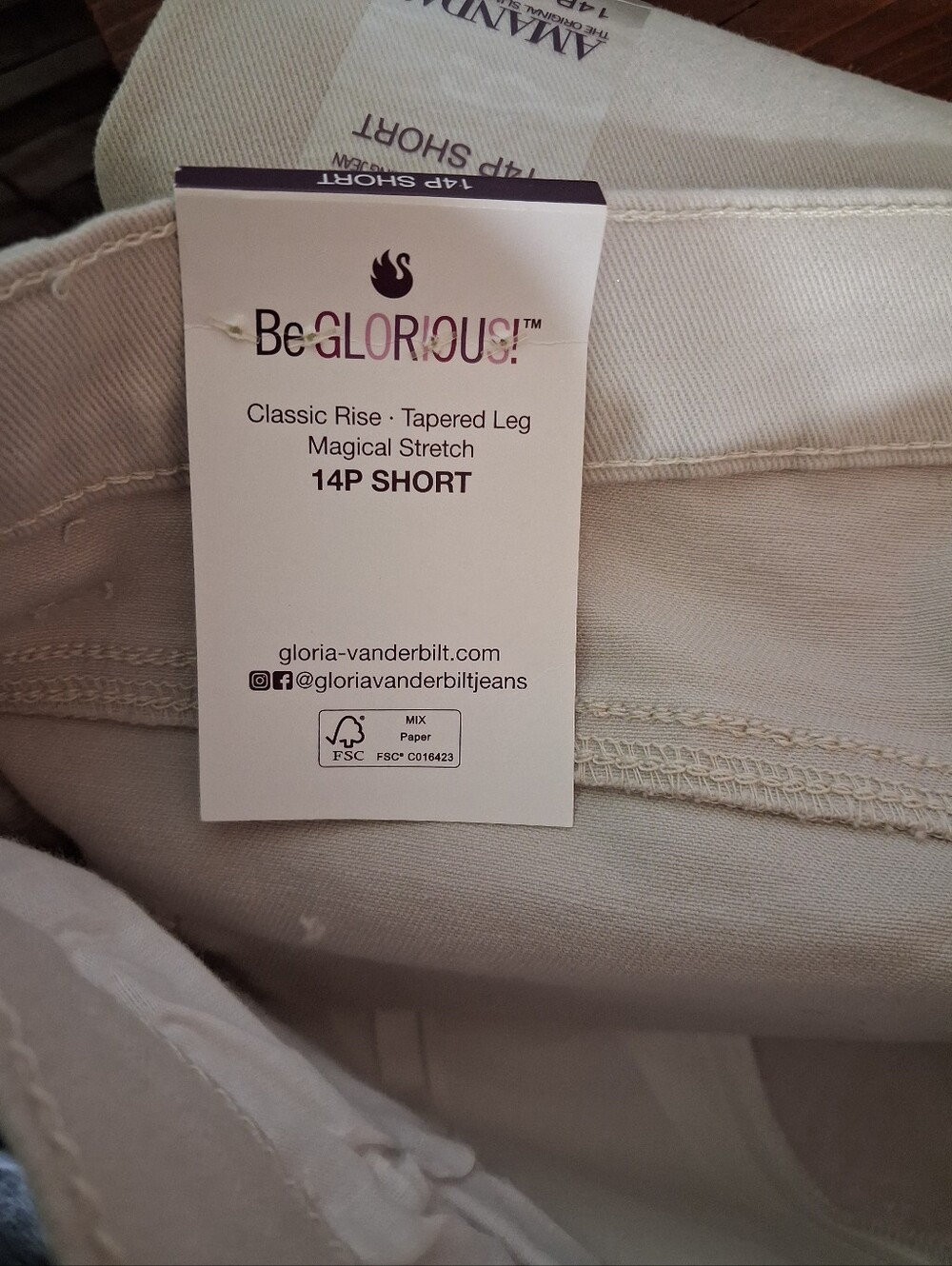 Gloria Vanderbilt Straight Leg Pants Light Beige 14 Short - Picture 7 of 8